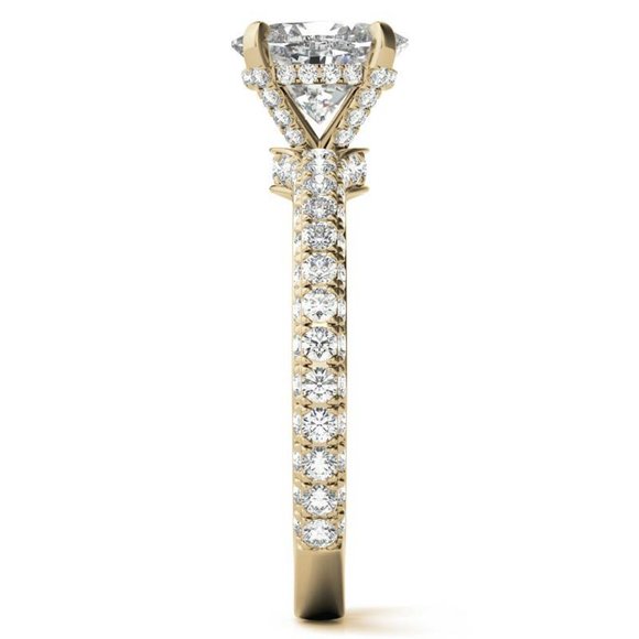 2.25Carat -9x7mm 4-Prong Oval Pave Moissanite Engagement Ring In 14K Gold - Picture 9 of 15